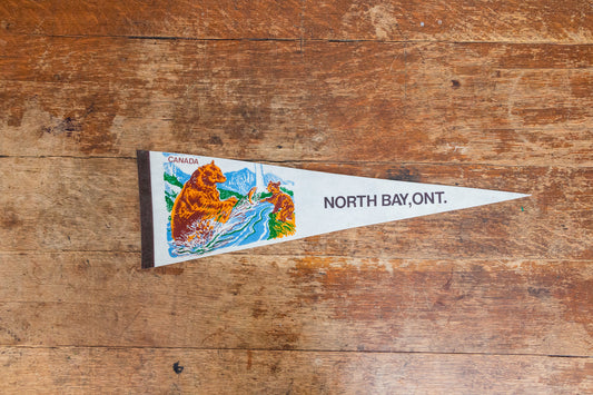 North Bay ON Canada Felt Pennant Vintage White Wall Decor - Eagle's Eye Finds