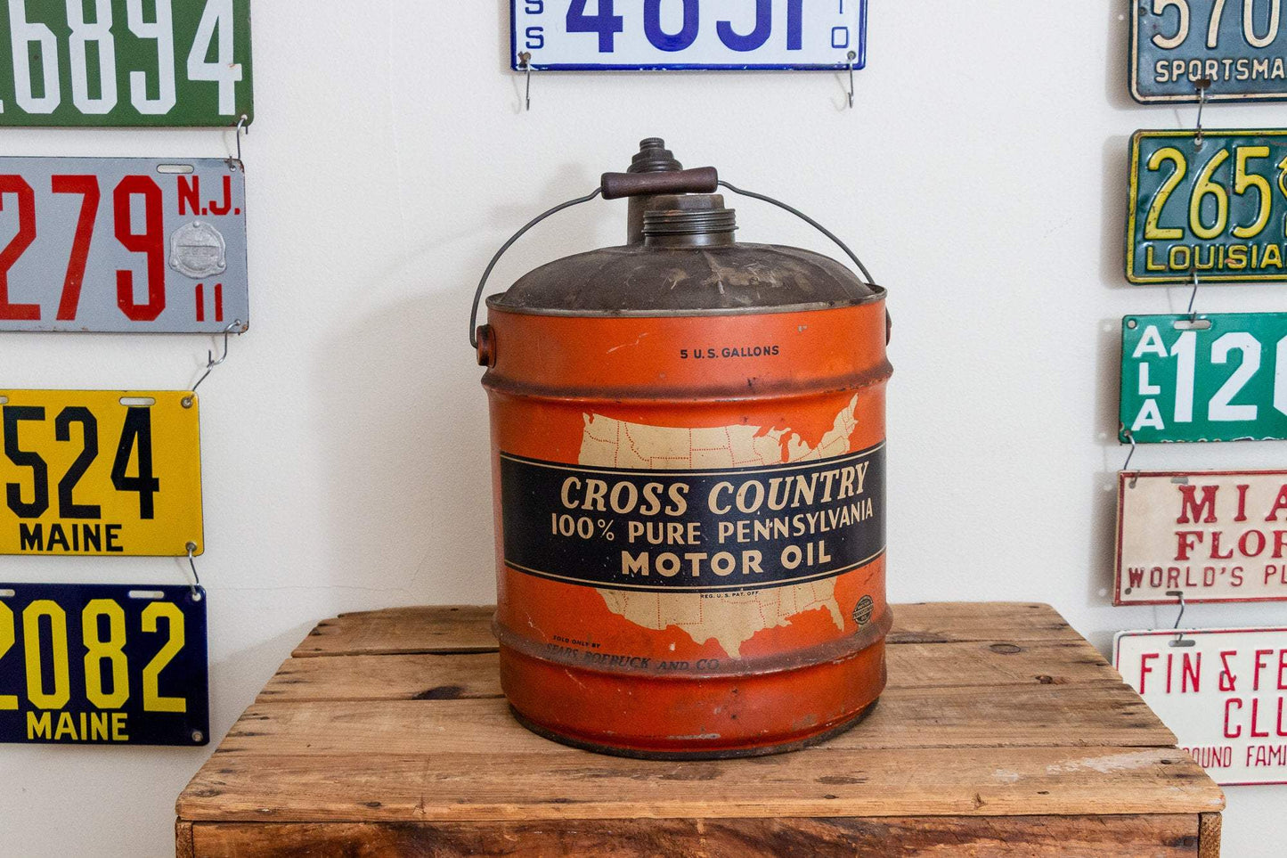 Sears Cross Country Oil Can Vintage 5 Gallon Gas and Oil Collectible - Eagle's Eye Finds