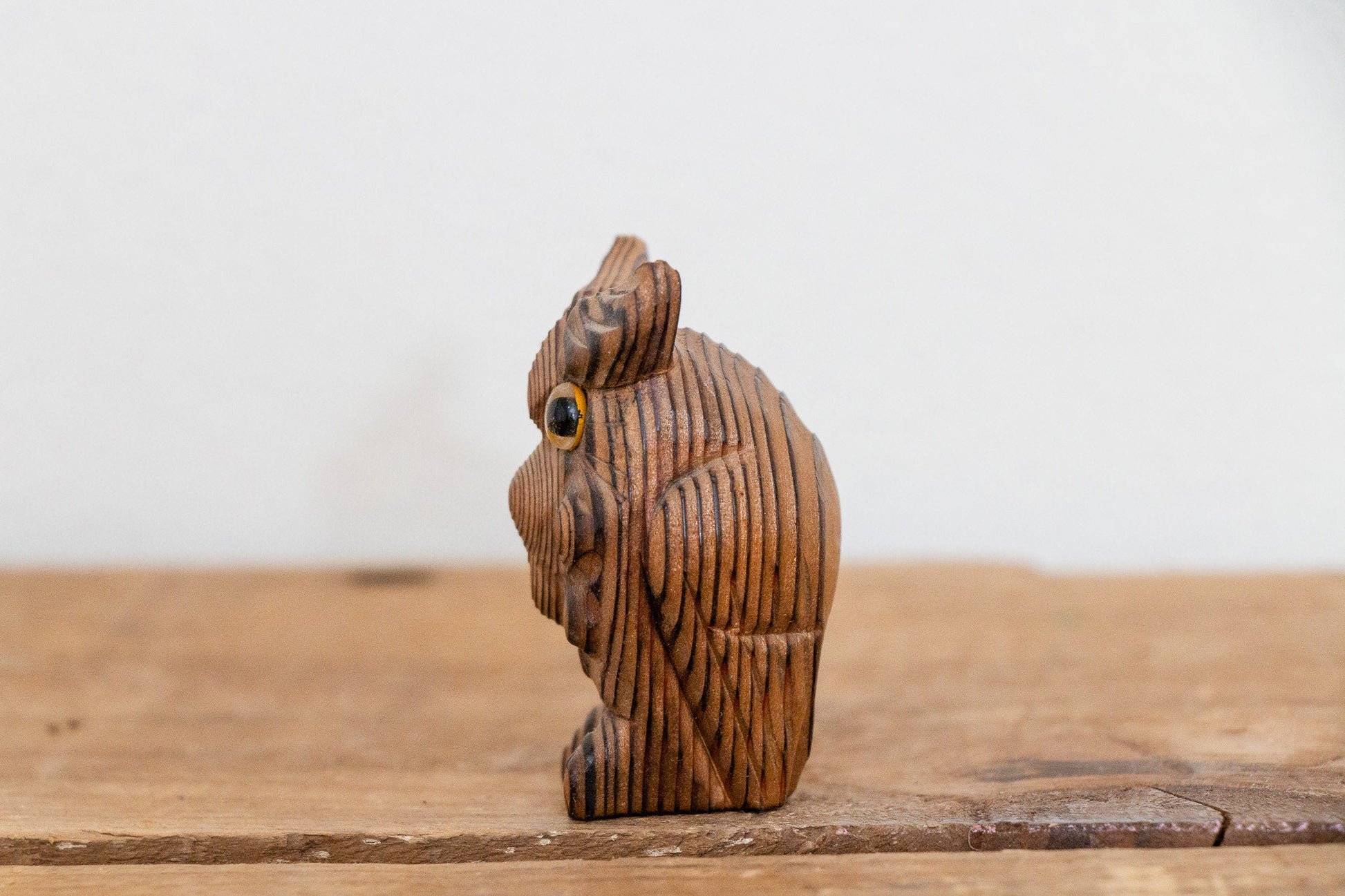 Wooden Owl Figurine Vintage Made in Japan Shelf Decor - Eagle's Eye Finds