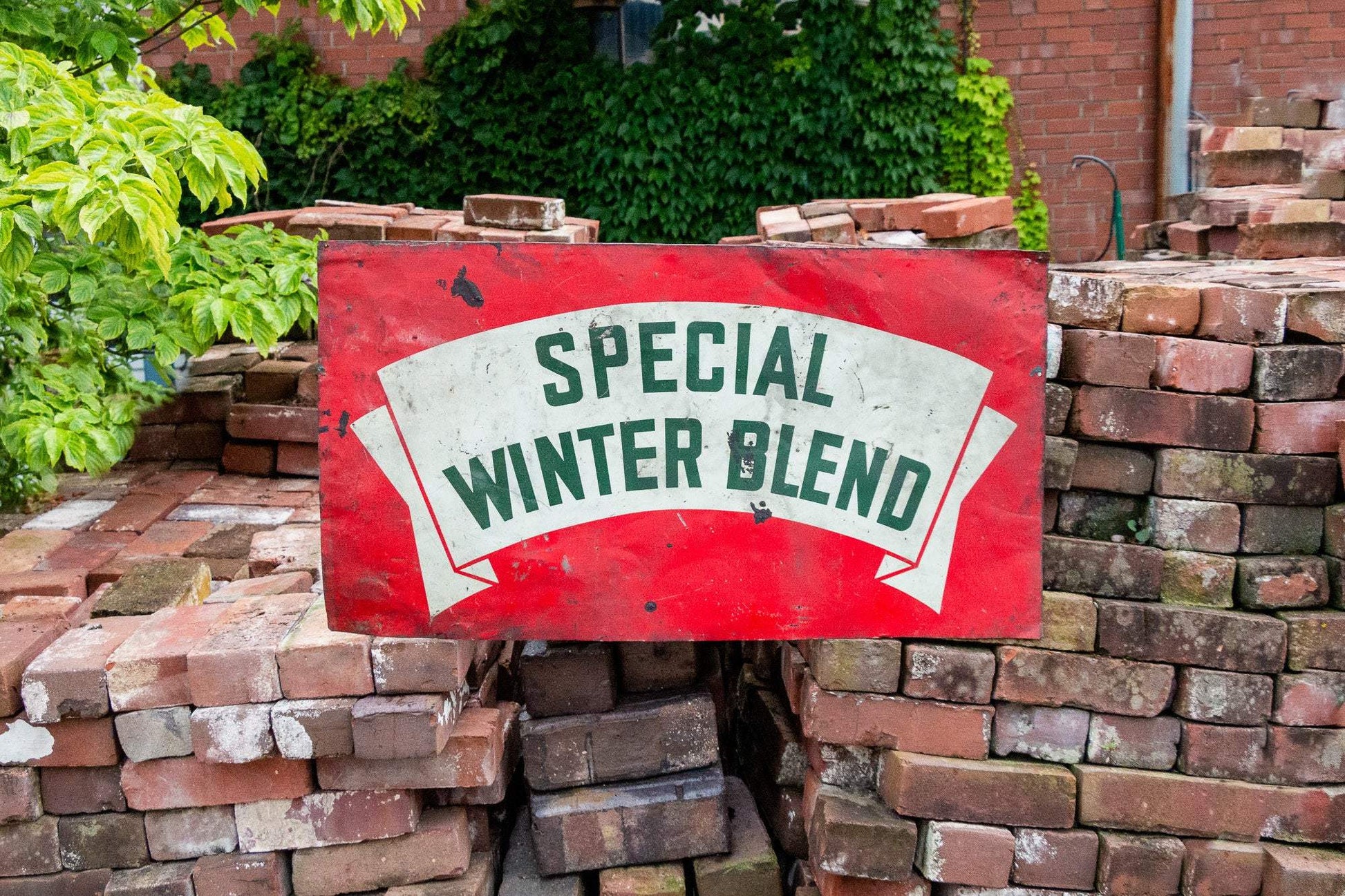 Conoco Winter Blend Sign and Vintage Cap and Gown Painted Sign - Eagle's Eye Finds