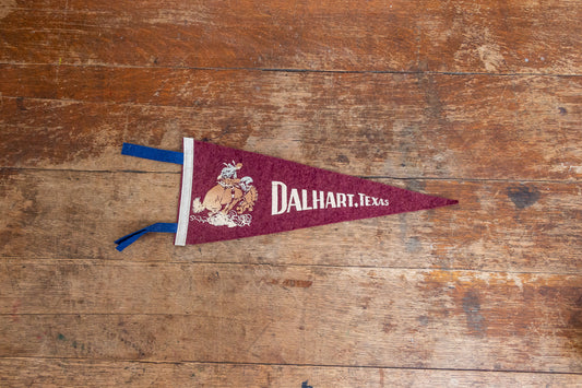 Dalhart Texas Cowboy Felt Pennant Vintage Maroon TX Wall Decor - Eagle's Eye Finds