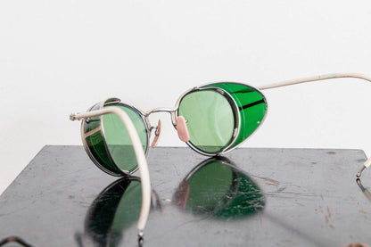 AO Green Safety Glasses Vintage American Optical Industrial Decor - Eagle's Eye Finds