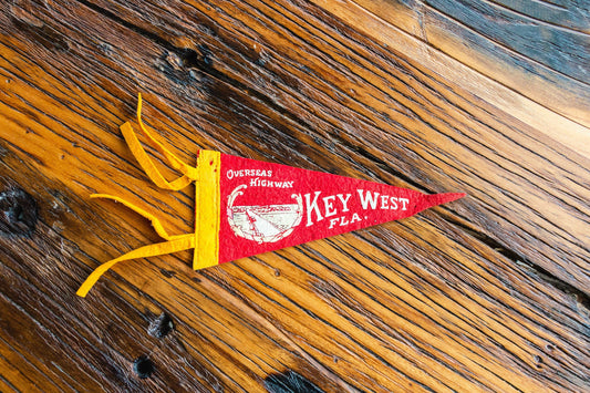 Key West Florida Felt Pennant Vintage Red Wall Decor - Eagle's Eye Finds