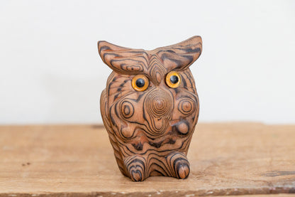 Wooden Owl Figurine Vintage Made in Japan Shelf Decor - Eagle's Eye Finds