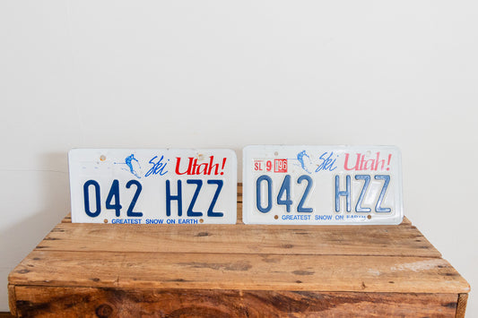 Utah 1996 License Plate Pair Vintage Wall Hanging Decor - Eagle's Eye Finds