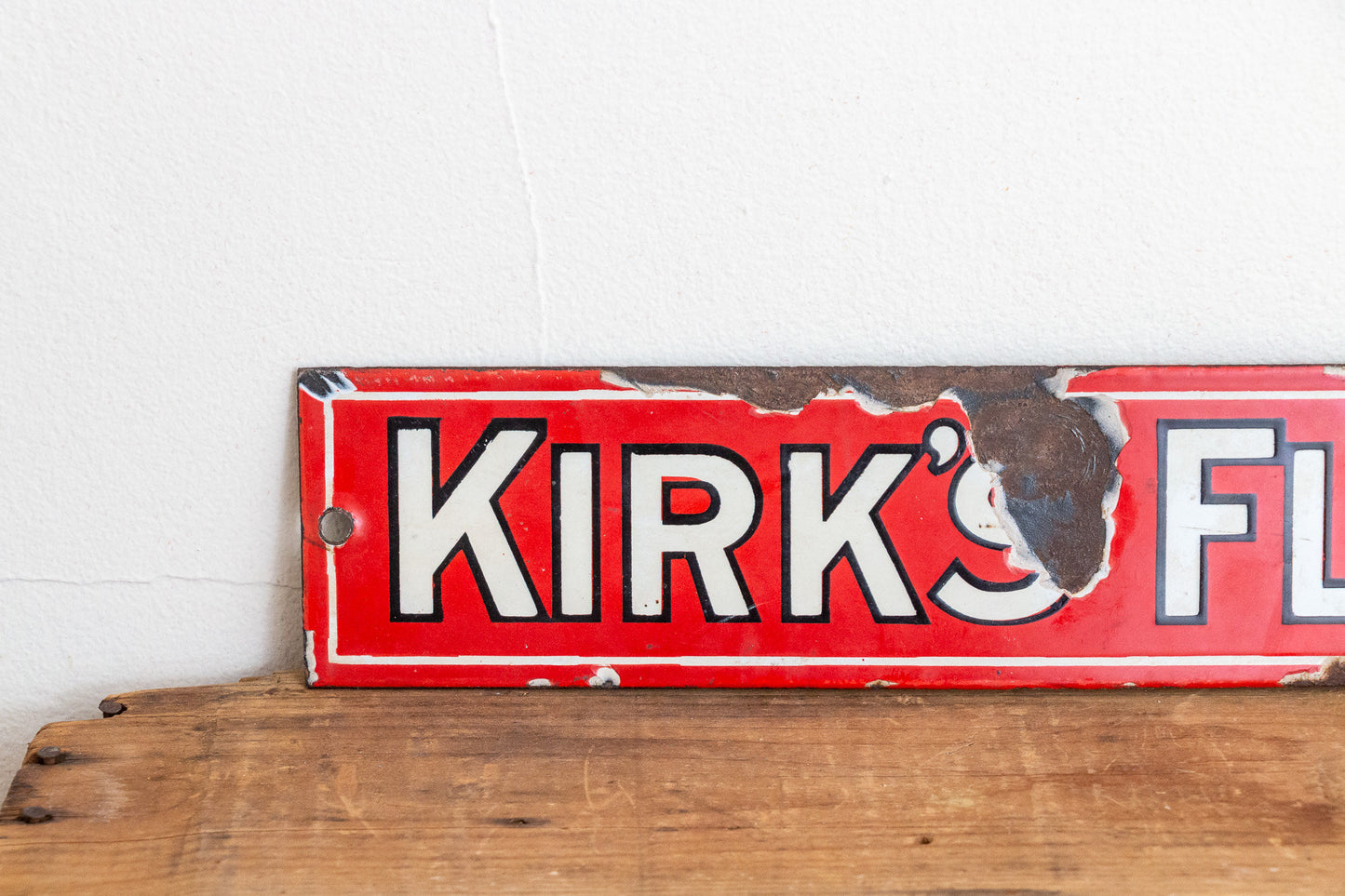 Kirk's Flake Soap Sign Vintage Red Porcelain Bathroom Decor - Eagle's Eye Finds