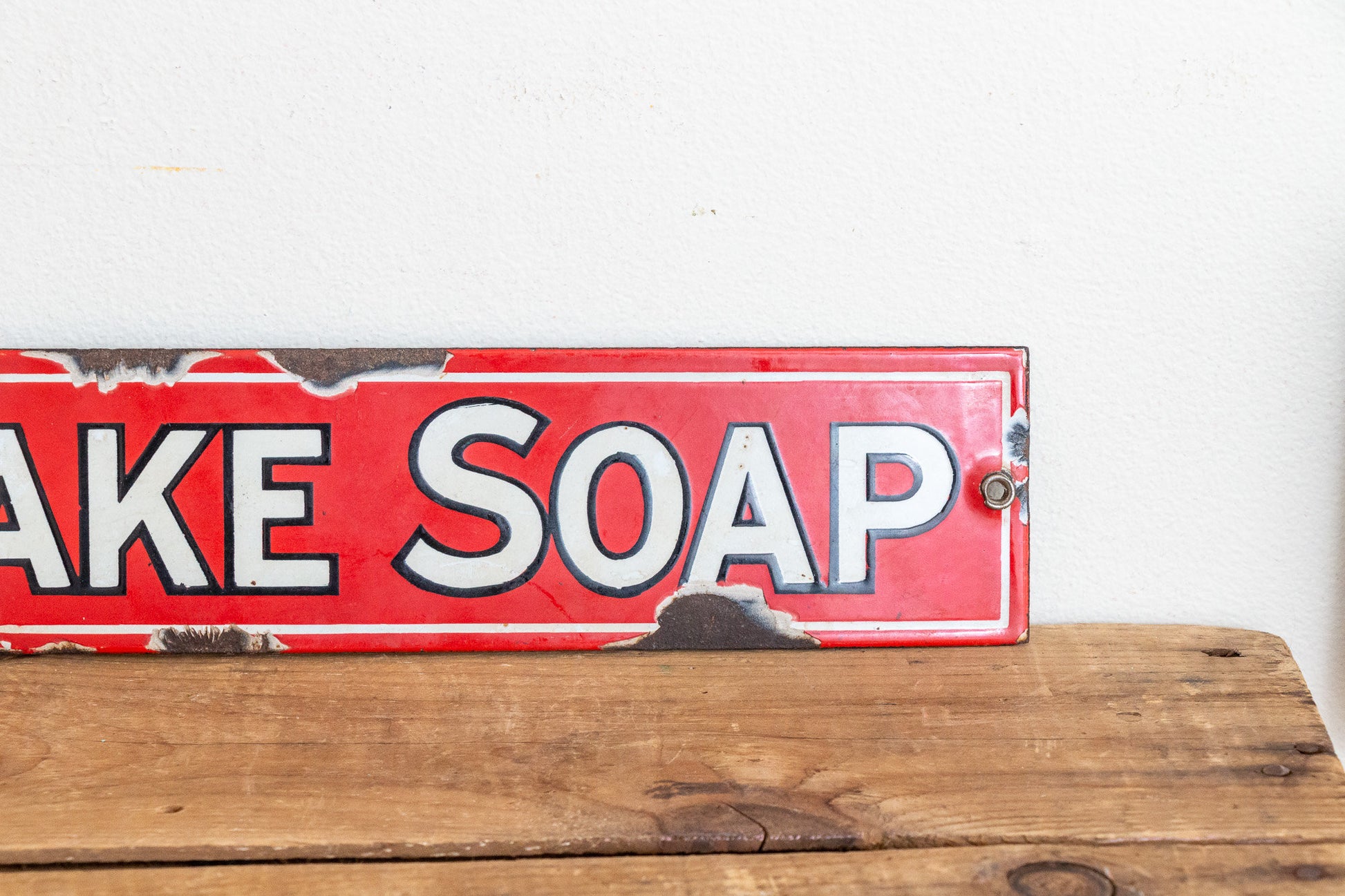 Kirk's Flake Soap Sign Vintage Red Porcelain Bathroom Decor - Eagle's Eye Finds