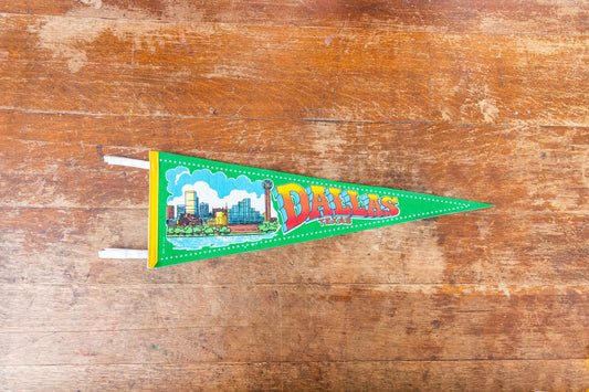 Dallas Texas Retro Felt Pennant Vintage Green TX Wall Decor - Eagle's Eye Finds