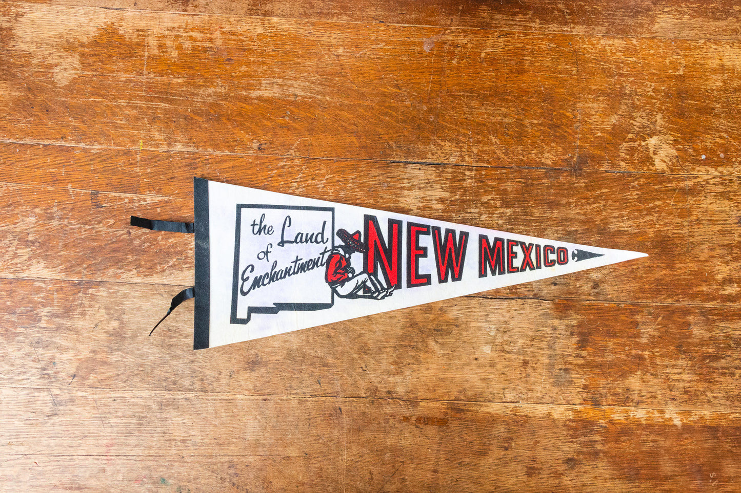 State of New Mexico White Felt Pennant Vintage NM Wall Decor - Eagle's Eye Finds