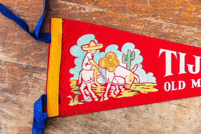 Tijuana Mexico Red Felt Pennant Vintage Travel Souvenir Wall Decor - Eagle's Eye Finds