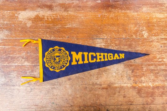 University of Michigan Felt Pennant Vintage Large College Sports Fan Decor - Eagle's Eye Finds