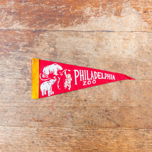 Philadelphia Zoo Red Felt Pennant Vintage Animal Wall Decor - Eagle's Eye Finds