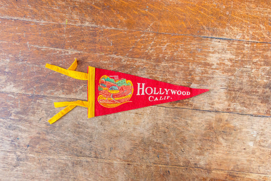 Hollywood California Felt Pennant Vintage Red CA Wall Hanging Decor - Eagle's Eye Finds