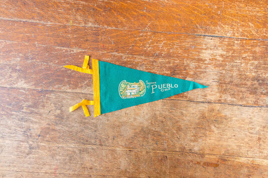 Pueblo Colorado Felt Pennant Vintage Turquoise CO Wall Decor - Eagle's Eye Finds