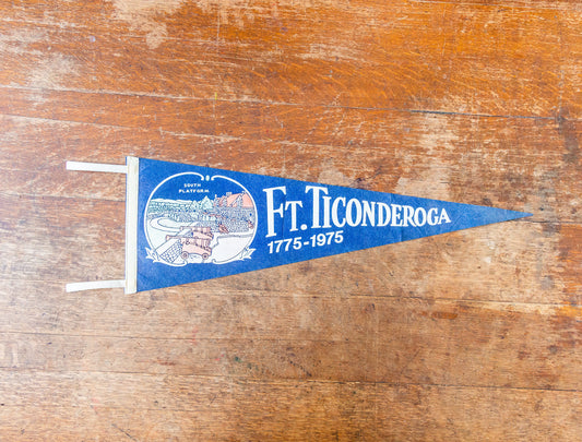 Ft. Ticonderoga New York Felt Pennant Vintage Blue Wall Decor - Eagle's Eye Finds