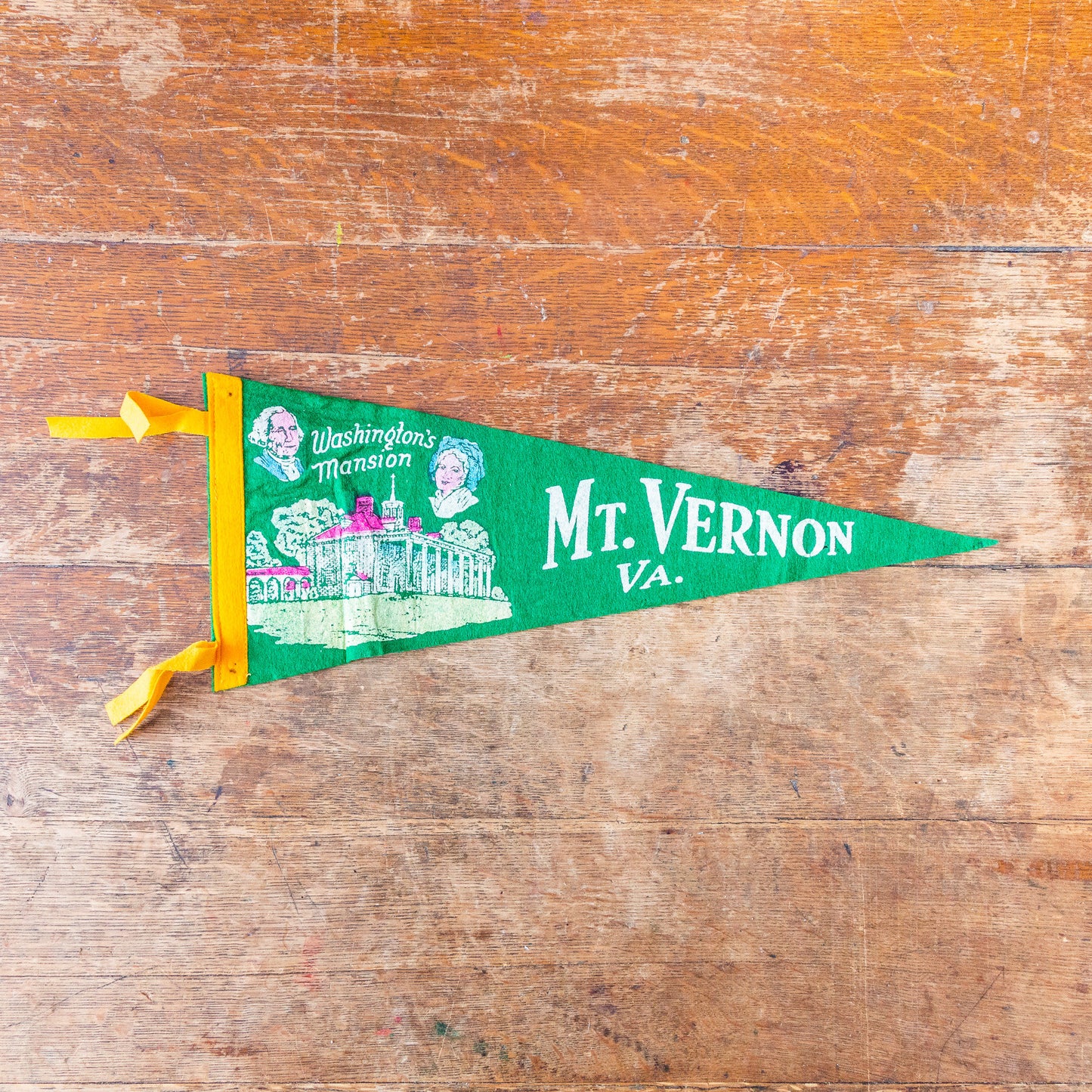 Mt. Vernon Virginia Felt Pennant Vintage Green Wall Decor - Eagle's Eye Finds