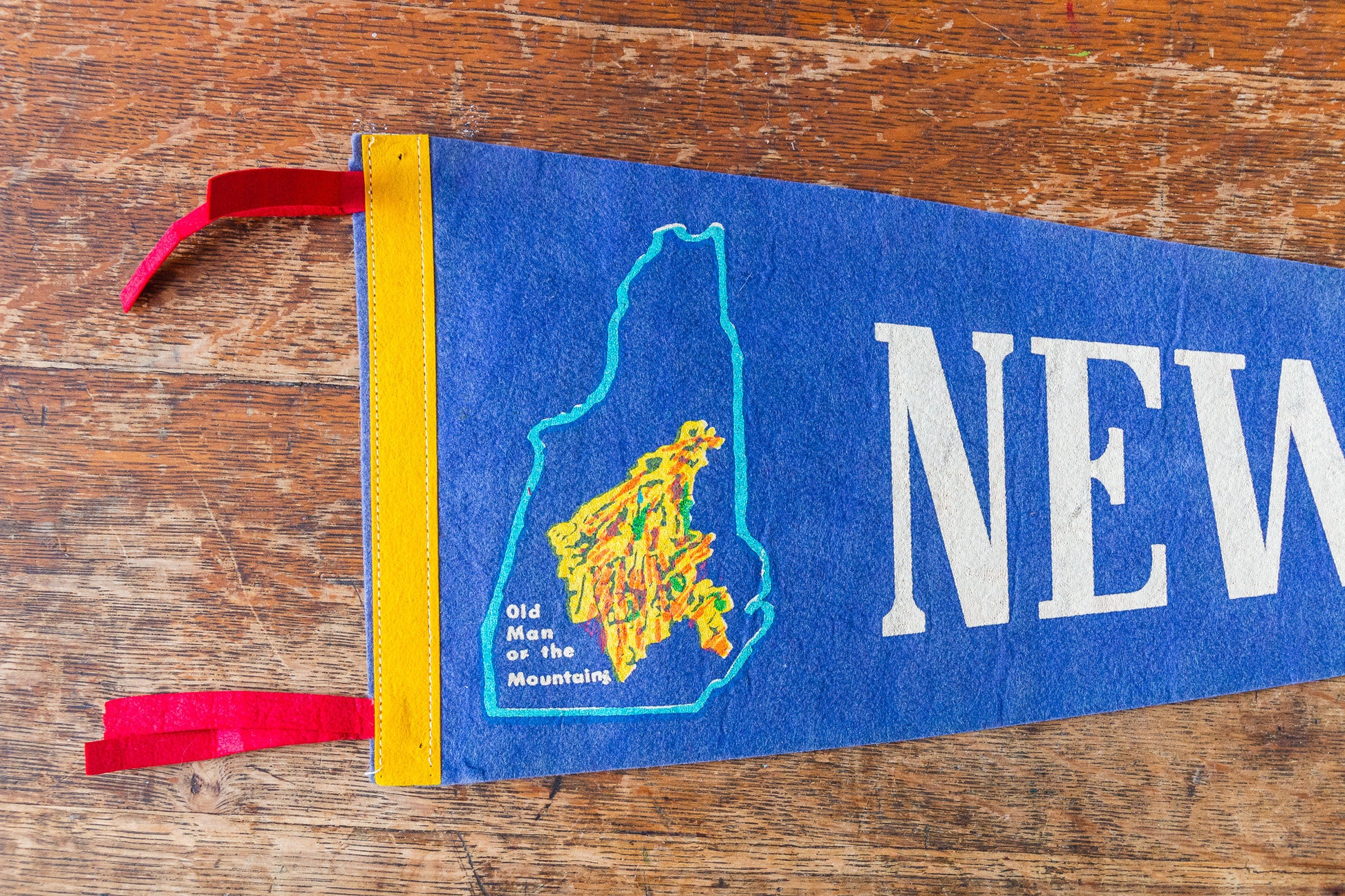 New Hampshire Blue Felt Pennant Vintage NH Wall Decor - Eagle's Eye Finds