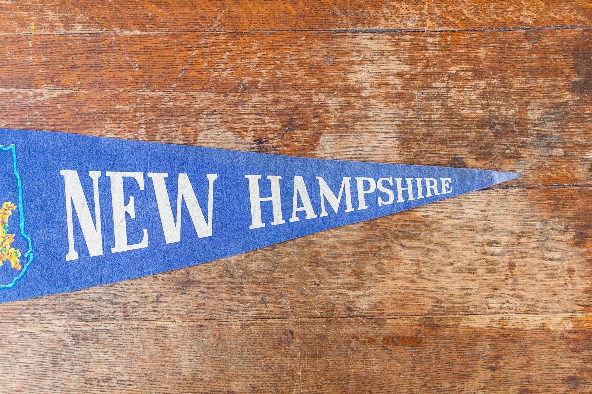 New Hampshire Blue Felt Pennant Vintage NH Wall Decor - Eagle's Eye Finds