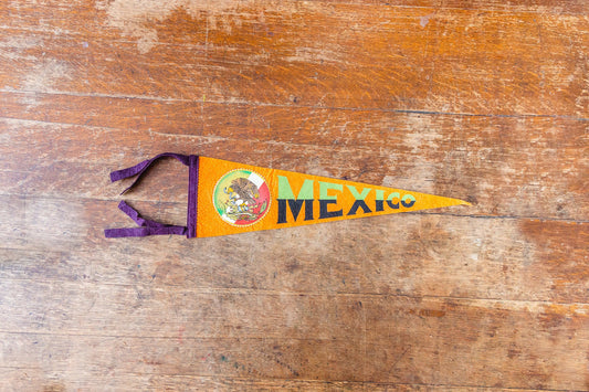 Mexico Orange Felt Pennant Vintage Travel Souvenir Wall Decor - Eagle's Eye Finds