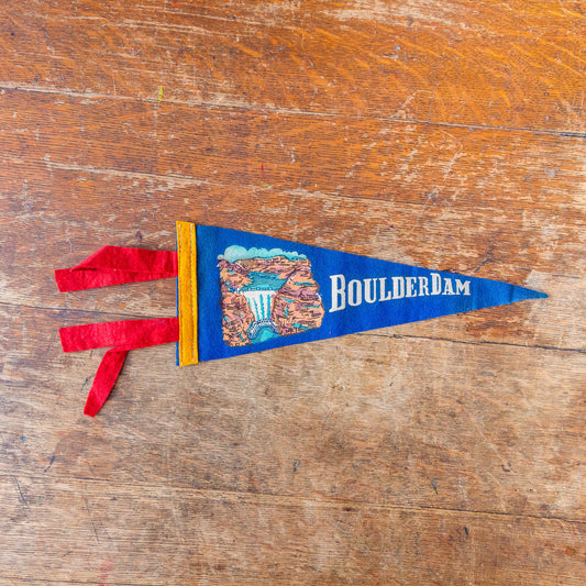 Boulder Dam Nevada Arizona Felt Pennant Vintage Blue Hoover Dam Souvenir - Eagle's Eye Finds