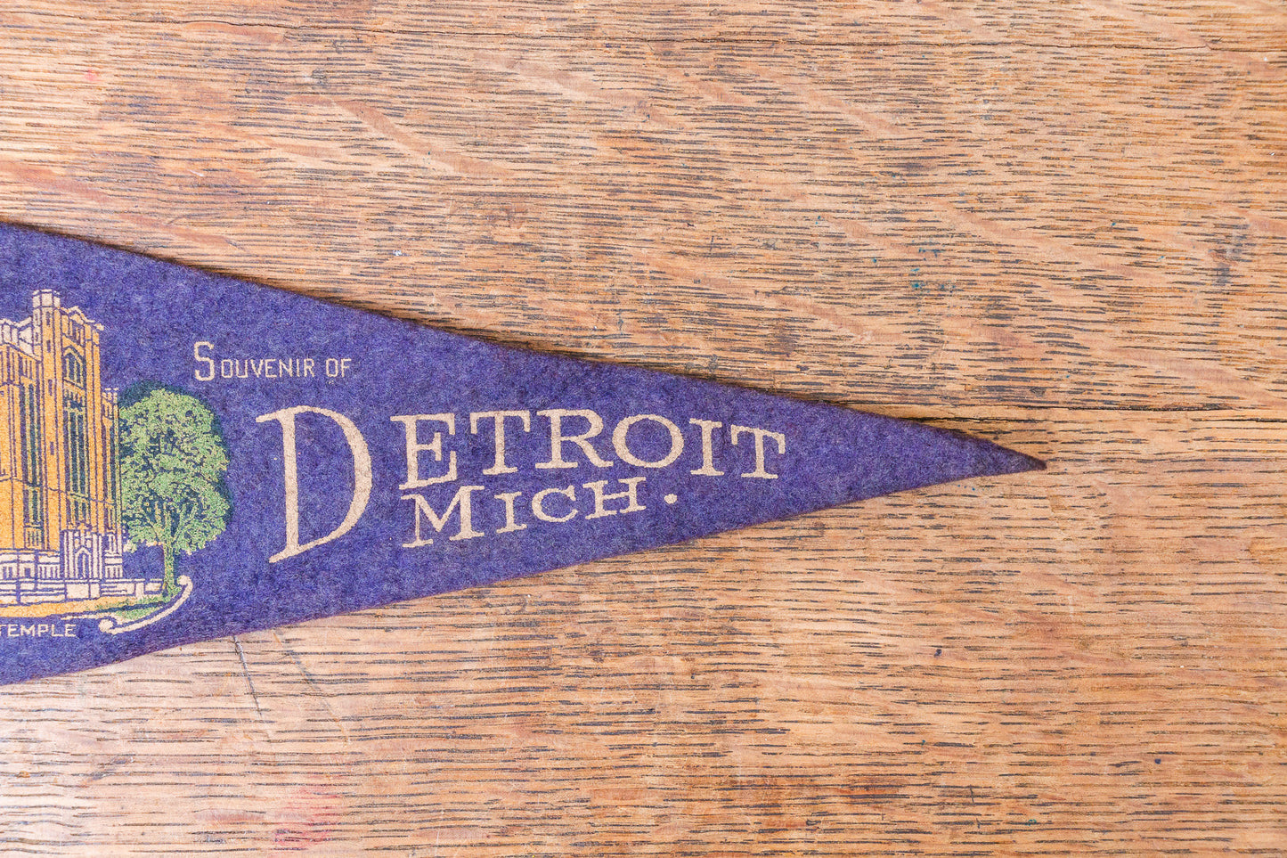 Detroit MI Blue Felt Pennant Vintage Michigan Wall Hanging Decor - Eagle's Eye Finds
