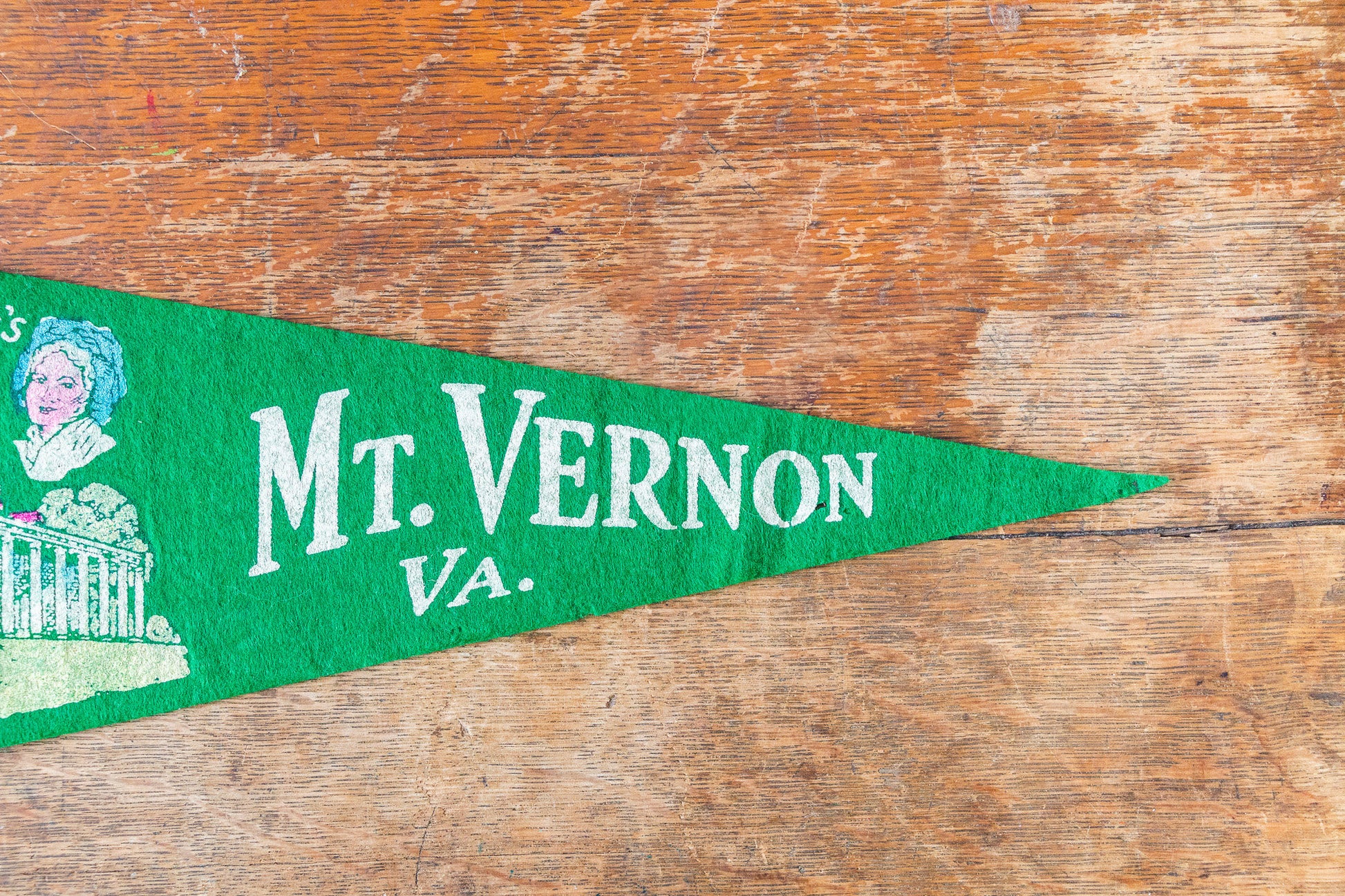 Mt. Vernon Virginia Felt Pennant Vintage Green Wall Decor - Eagle's Eye Finds