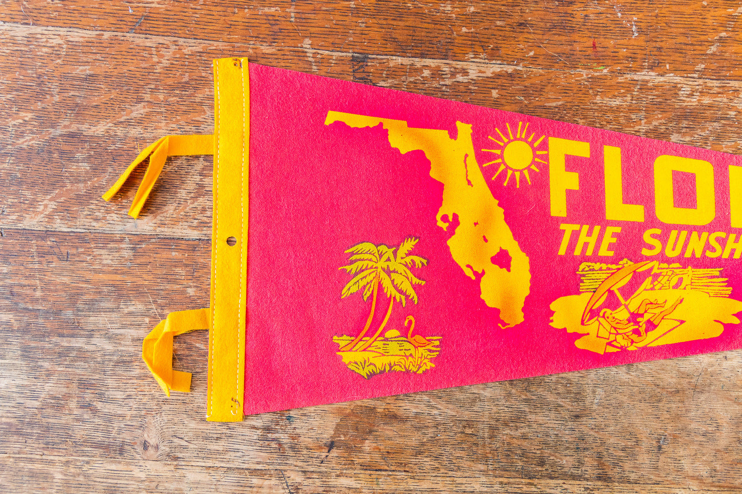 Florida State Red Felt Pennant Vintage FL Wall Decor - Eagle's Eye Finds