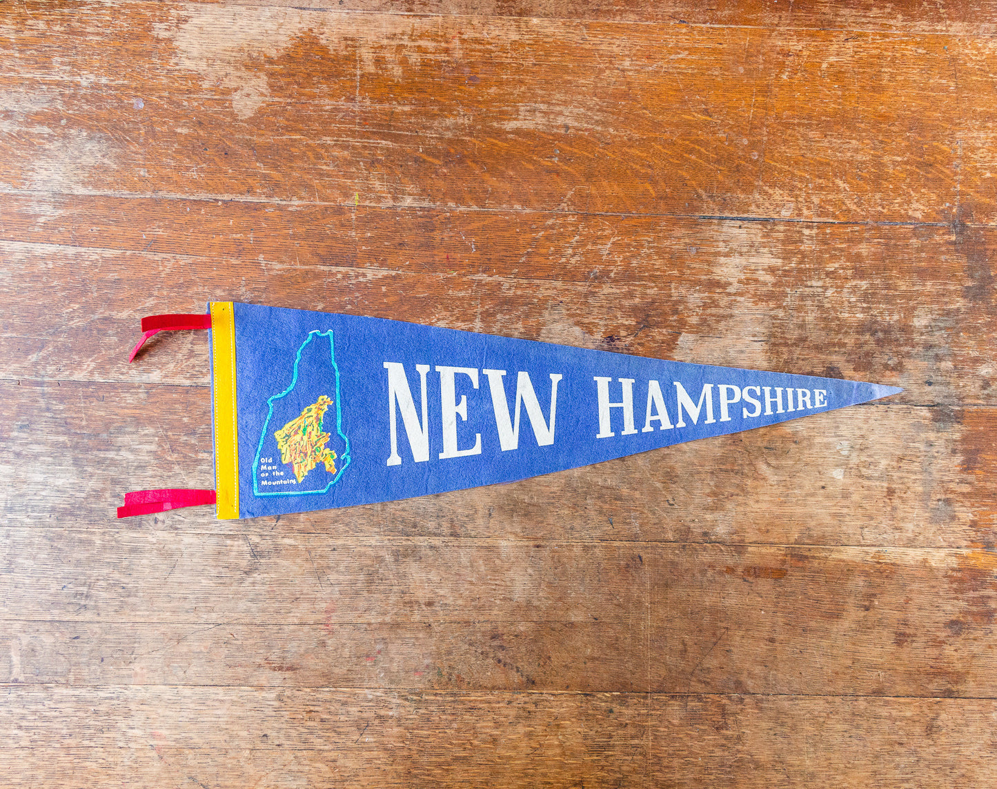 New Hampshire Blue Felt Pennant Vintage NH Wall Decor - Eagle's Eye Finds