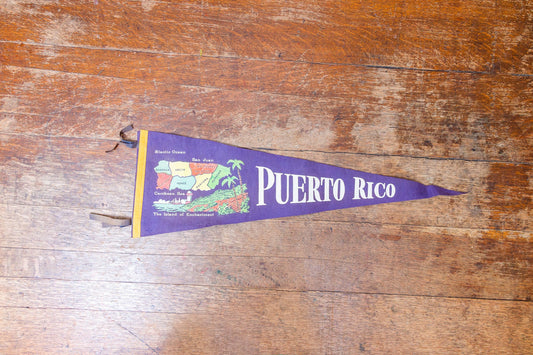 Puerto Rico Purple Felt Pennant Vintage PR Wall Decor - Eagle's Eye Finds