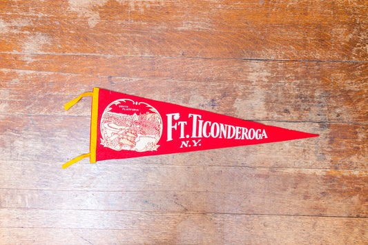 Ft. Ticonderoga New York Felt Pennant Vintage Red Wall Decor - Eagle's Eye Finds