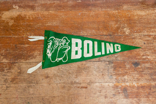 Boling Bulldogs Green Felt Pennant Vintage College Decor - Eagle's Eye Finds