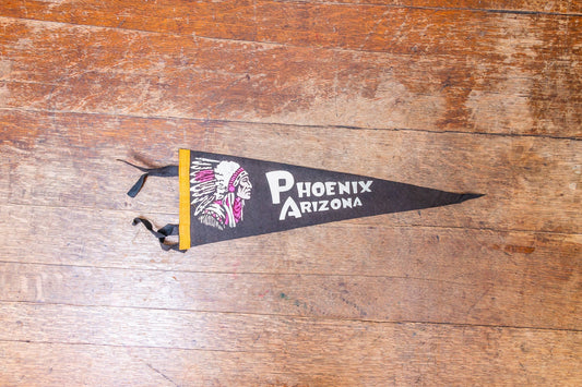 Phoenix Arizona Felt Pennant Vintage Black Native American Wall Decor - Eagle's Eye Finds