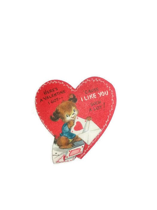 Vintage  Die Cut 1950's  Hallmark Puppy Valentine - Eagle's Eye Finds