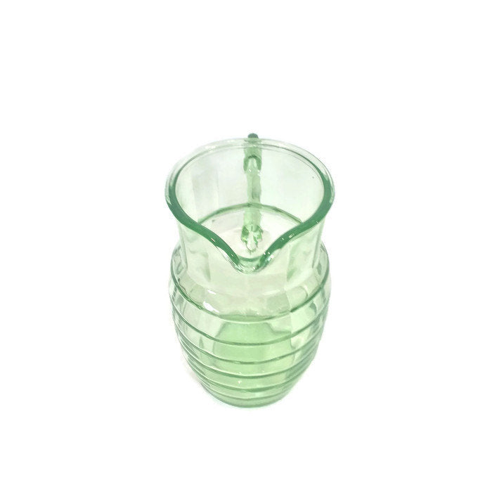 Green Block Optic Pitcher Depression Glass - Eagle's Eye Finds