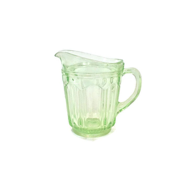 Green Colonial Cream and Sugar Vintage Depression Glass - Eagle's Eye Finds