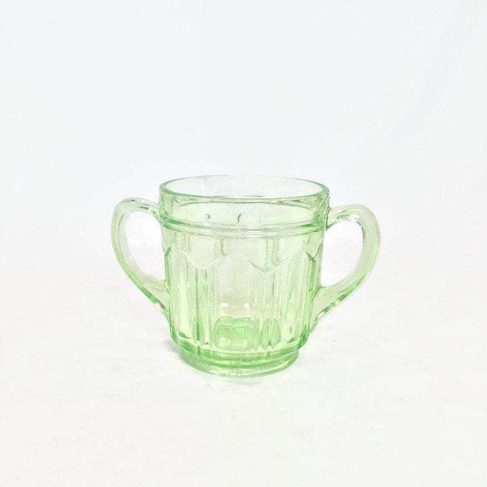 Green Colonial Cream and Sugar Vintage Depression Glass - Eagle's Eye Finds