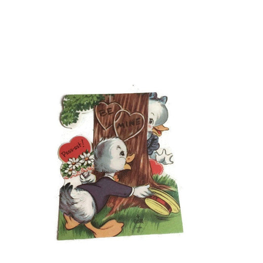 Die Cut Gibson Duck Be Mine Valentine Vintage - Eagle's Eye Finds