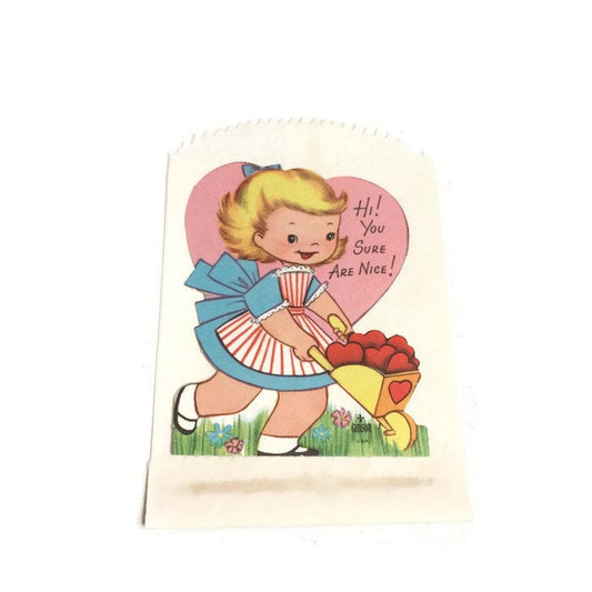 Die Cut Apple Girl Gibson Valentine Vintage - Eagle's Eye Finds